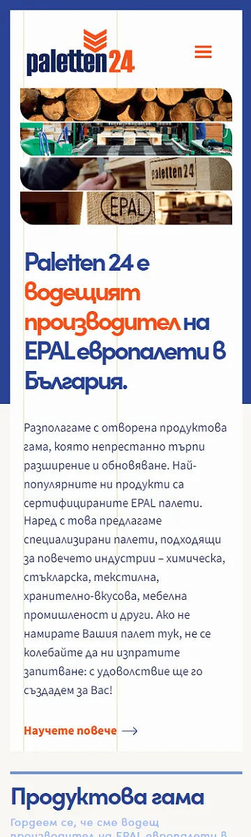 Дизайн на начална страница на Paletten24